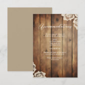 Rustic Wood en Lace Trouwaccommodatie Informatiekaartje (Voorkant / Achterkant)