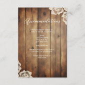 Rustic Wood en Lace Trouwaccommodatie Informatiekaartje (Voorkant)