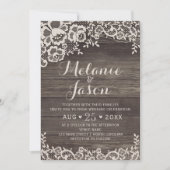 Rustic Wood en Lace Wedding Invitation Kaart (Voorkant)