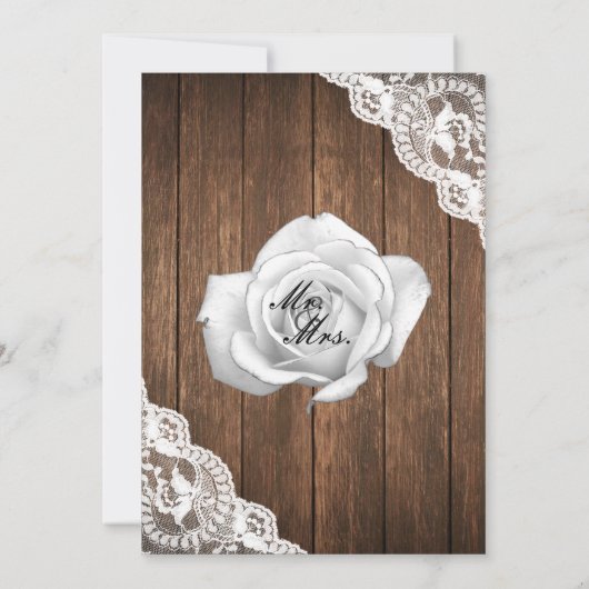 Rustic Wood en Lace Wedding Invitation Kaart (Achterkant)