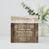 Rustic Wood en Lace Wedding Invitation Kaart (Staand voorkant)