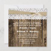 Rustic Wood en Lace Wedding Invitation Kaart (Voorkant)