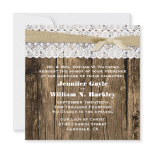 Rustic Wood en Lace Wedding Invitation