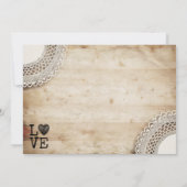 Rustic Wood en Lace Wedding Invitations Kaart (Achterkant)