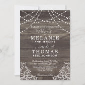 Rustic Wood en Lace Wedding Invitations, Land Kaart (Voorkant)
