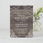 Rustic Wood en Lace Wedding Invitations, Land Kaart (Staand voorkant)
