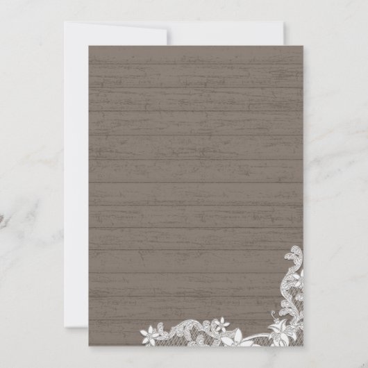 Rustic Wood en Lace Wedding Kaart (Achterkant)