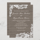 Rustic Wood en Lace Wedding Kaart (Voorkant / Achterkant)