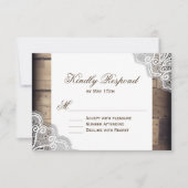 Rustic Wood- en Lace Wedding RSVP-antwoordkaarten RSVP Kaartje
