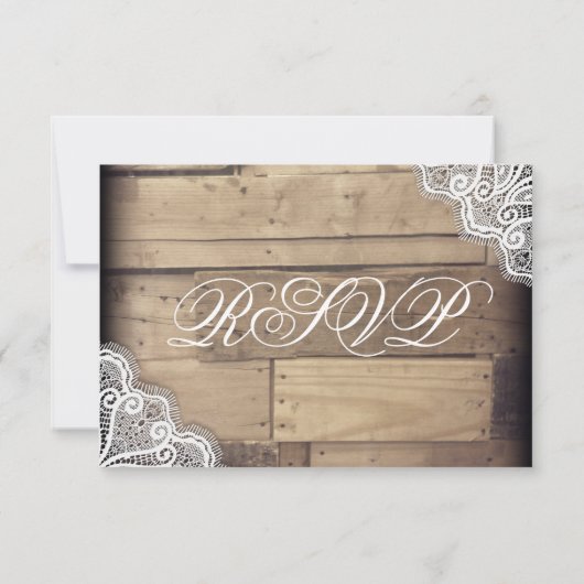 Rustic Wood- en Lace Wedding RSVP-antwoordkaarten RSVP Kaartje