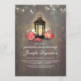 Rustic Wood en Lantern Barn Graduation Party Kaart