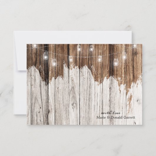 Rustic Wood en Lantern Bedankkaart (Achterkant)