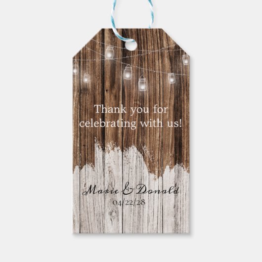 Rustic Wood en Lantern Cadeaulabel (Voorkant)