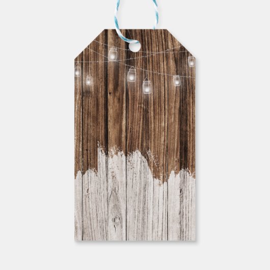Rustic Wood en Lantern Cadeaulabel (Achterkant)