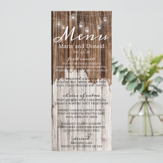 Rustic Wood en Lantern Menu (Staand voorkant)