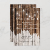 Rustic Wood en Lantern Save The Date (Voorkant / Achterkant)
