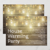 Rustic Wood en Lights Garden party House Warming Kaart (Voorkant / Achterkant)