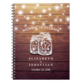 Rustic Wood en Mason Jar Lights Wedding Guestbook Notitieboek (Voorkant)
