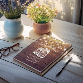 Rustic Wood en Mason Jar Lights Wedding Guestbook Notitieboek