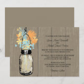 Rustic Wood en Mason Jar Wildflowers Kaart (Voorkant / Achterkant)