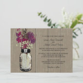 Rustic Wood en Mason Jar Wildflowers Kaart (Staand voorkant)
