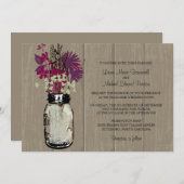 Rustic Wood en Mason Jar Wildflowers Kaart (Voorkant / Achterkant)