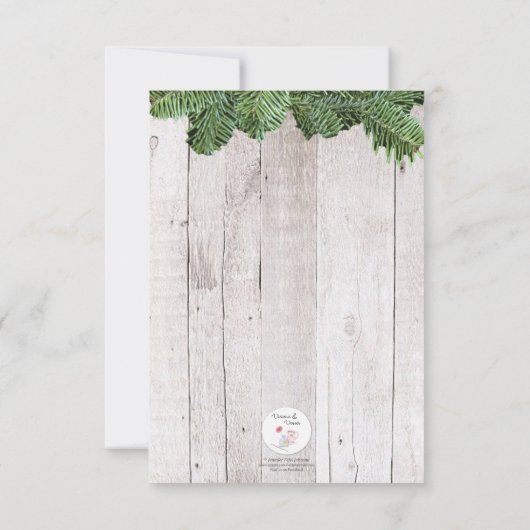 Rustic Wood en Pine Kaart voor kerstmis (Achterkant)