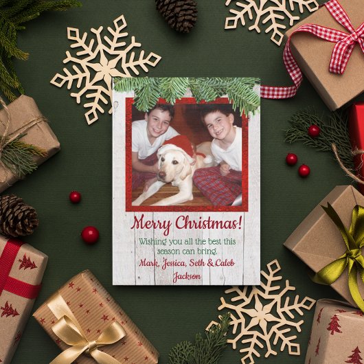 Rustic Wood en Pine Kaart voor kerstmis