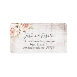 Rustic Wood en Romantische Rozen Shabby Chic Flora Etiket