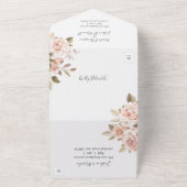 Rustic Wood en Romantische Rozen Shabby Chic Weddi All In One Uitnodiging (Buitenkant)