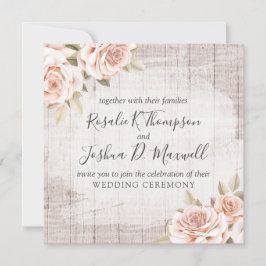 Rustic Wood en Romantische Rozen Shabby Chic Weddi Kaart