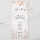 Rustic Wood en Romantische Rozen Shabby Wedding Programmakaart (Achterkant)