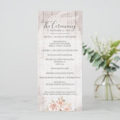 Rustic Wood en Romantische Rozen Shabby Wedding Programmakaart (Staand voorkant)