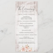 Rustic Wood en Romantische Rozen Shabby Wedding Programmakaart (Voorkant)