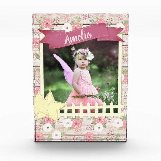 Rustic Wood en Roze Floral - Aangepaste foto en na (Voorkant)