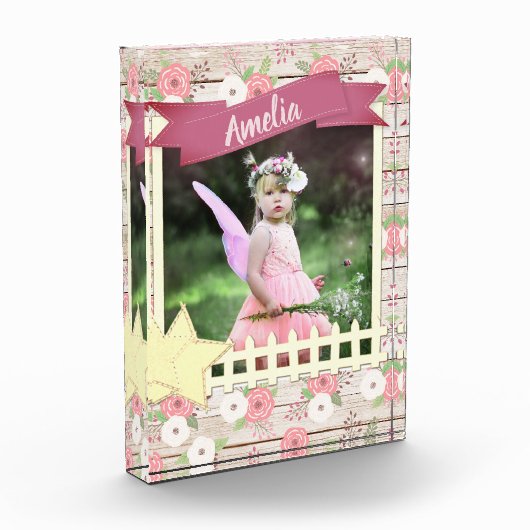 Rustic Wood en Roze Floral - Aangepaste foto en na (Links)