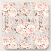 Rustic Wood en Rozen Romantic Shabby Chic Bier Onderzetter (Voorkant)