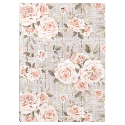 Rustic Wood en  Rozen Romantic Shabby Chic Klembord (Achterkant)