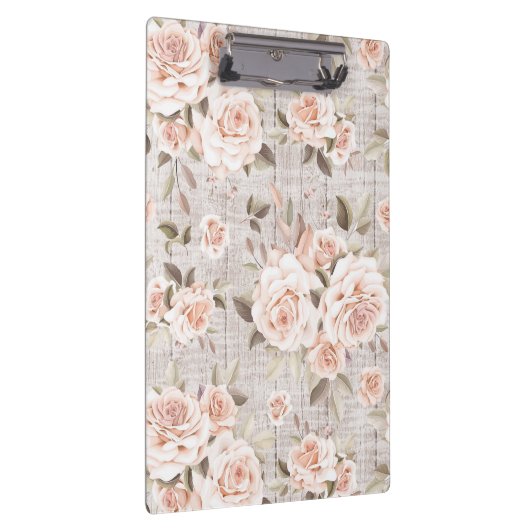 Rustic Wood en  Rozen Romantic Shabby Chic Klembord (Rechts)