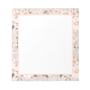 Rustic Wood en  Rozen Romantic Shabby Chic Notitieblok