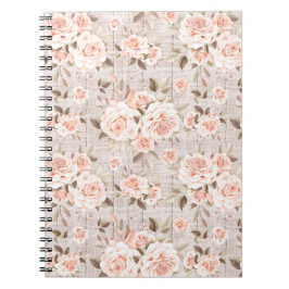 Rustic Wood en  Rozen Romantic Shabby Chic Notitieboek