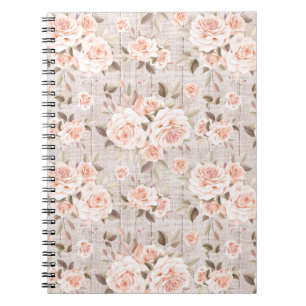 Rustic Wood en  Rozen Romantic Shabby Chic Notitieboek