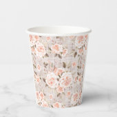 Rustic Wood en Rozen Romantic Shabby Chic Papieren Bekers (Achterkant)