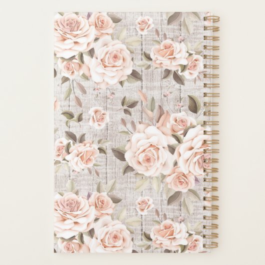 Rustic Wood en  Rozen Romantic Shabby Chic Planner (Achterkant)