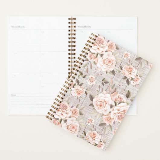 Rustic Wood en  Rozen Romantic Shabby Chic Planner (Display)