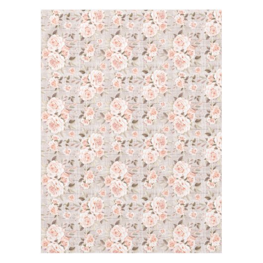 Rustic Wood en  Rozen Romantic Shabby Chic Tafelkleed (Voorkant)