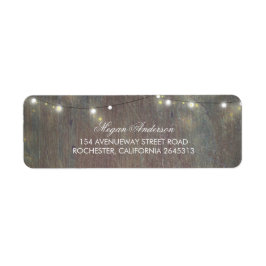 Rustic Wood en String Lights Etiket