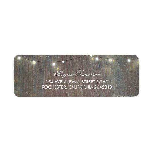 Rustic Wood en String Lights Etiket (Voorkant)