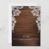 Rustic Wood en String Lights Wedding Kaart (Achterkant)