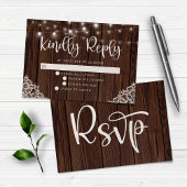 Rustic Wood en String Lights Wedding RSVP